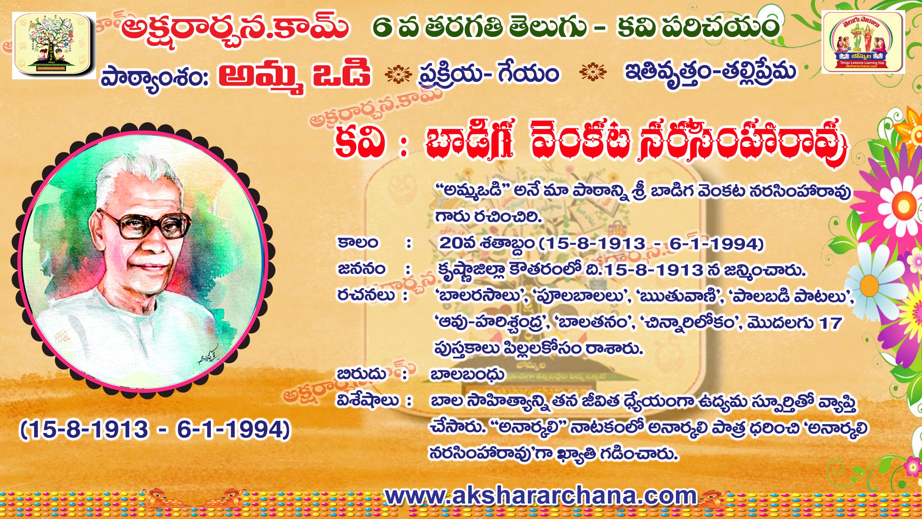 అమ్మ ఒడి — కవి పరిచయం